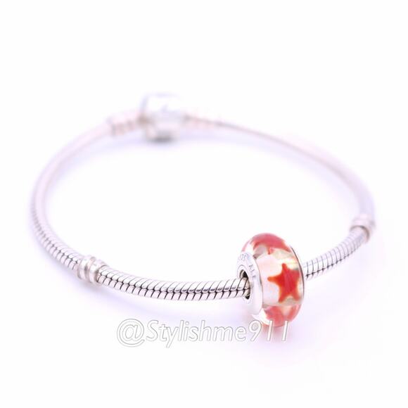 Authentic PANDORA Retired Cinnamon Stars Glass Murano Bead - Picture 5 of 10
